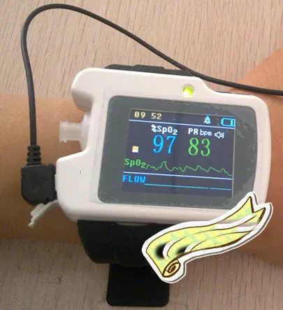 

Respiration Sleep Monitor Display of SpO2,pulse rate,pulse waveform,nose flow,CE