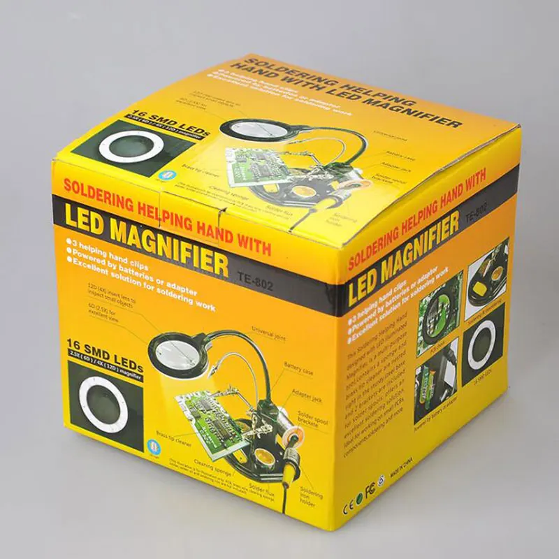 1 комплект 16 SMD светодиодный 3 2.5X(6D)+ 4X(12D) светодиодный зажим паяльник подставка помощь руки увеличительное стекло лупа