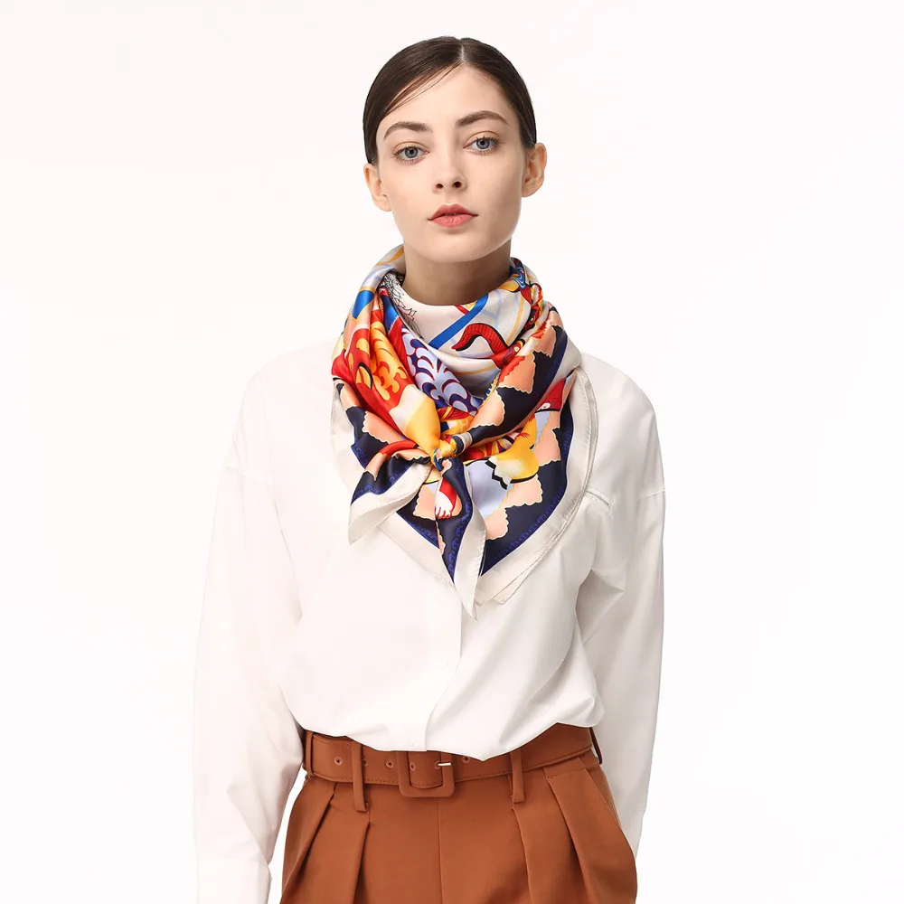 Luxury Brand 100% Silk scarf women Fashionable designer silk bufanda muslim square head elegant lady infinity shawl | Аксессуары для