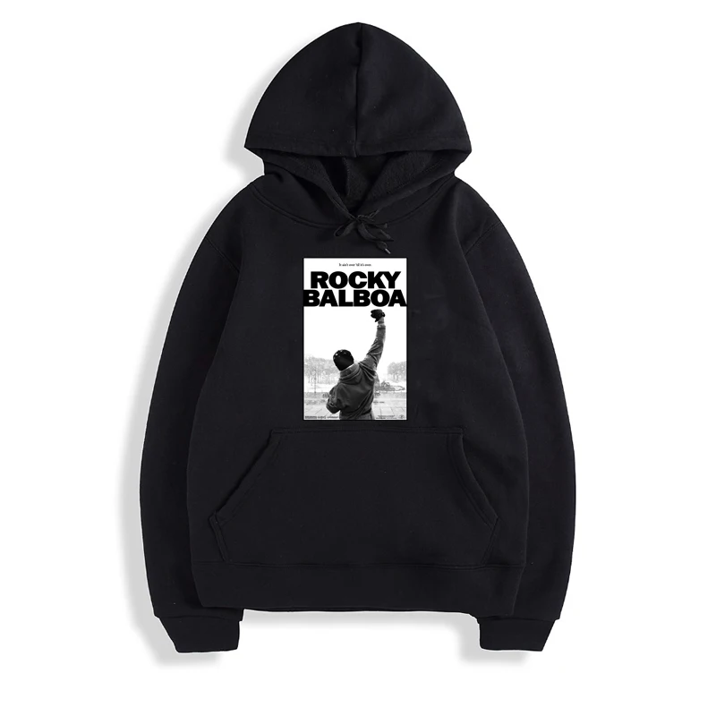 Осень Зима hohoodies для мужчин фильмы Rocky Бальбоа печатных свитер с капюшоном хлопок