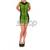 latex rubber school blouse with tight dress