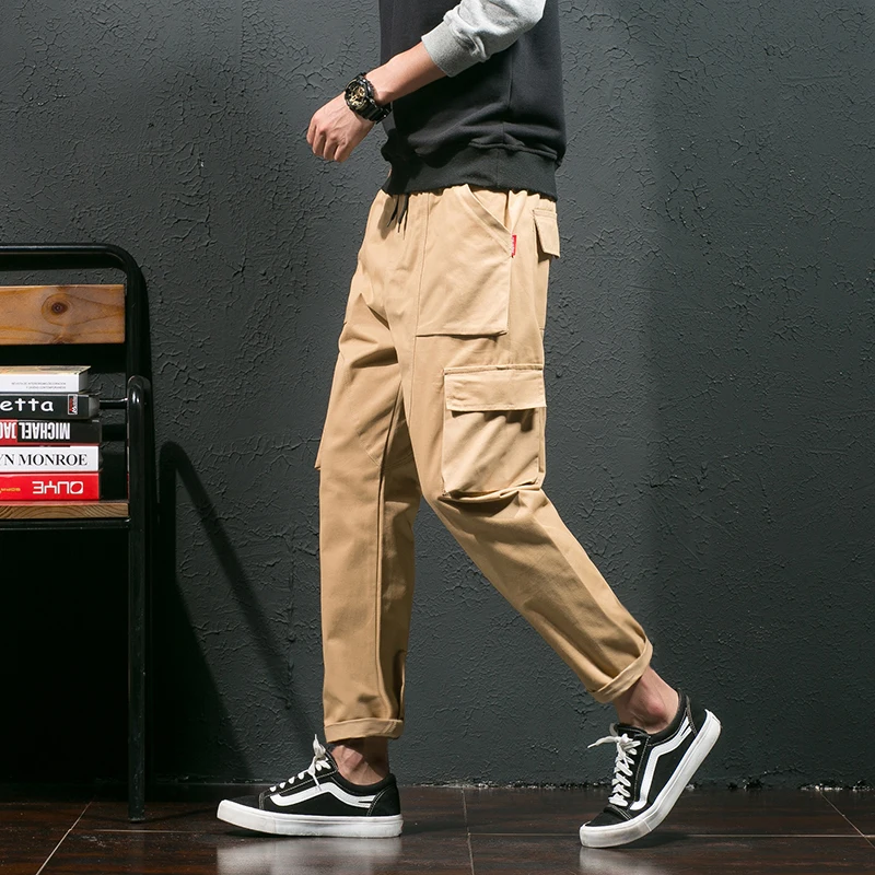 Мужские хлопковые брюки карго с большим карманом мешковатые Харадзюку стиль