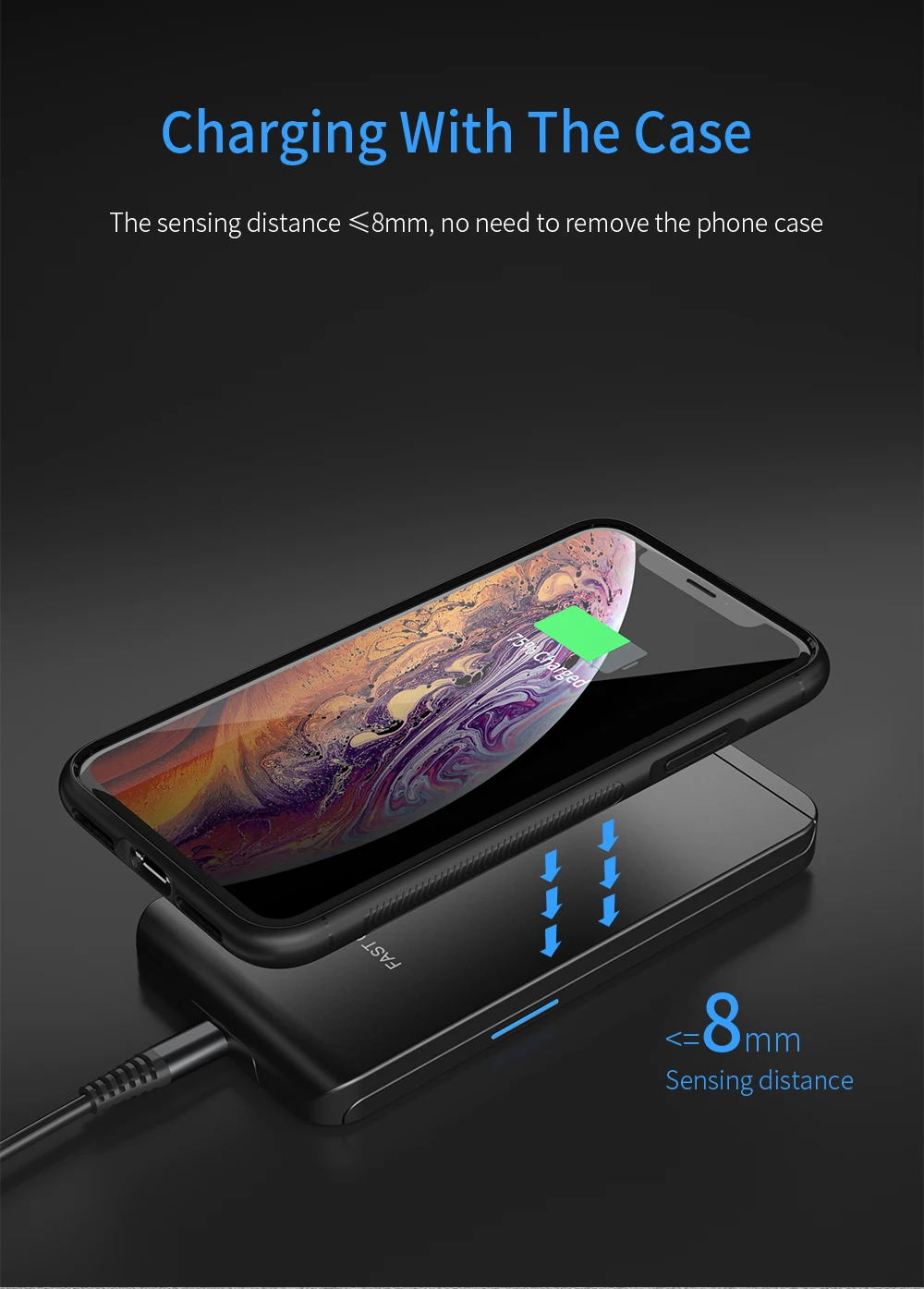 Беспроводное зарядное устройство Essager Qi для iPhone X samsung Xiaomi Mi 9 huawei P30 Pro 10W быстрое зарядное устройство Беспроводная зарядная док-станция