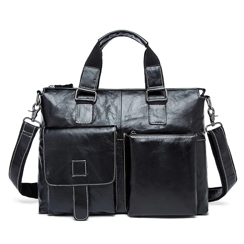 Briefcase Messenger Bags Man Shoulder Bag Postman Male Handbags Genuine Leather Men's Vintage Business Computer | Багаж и сумки