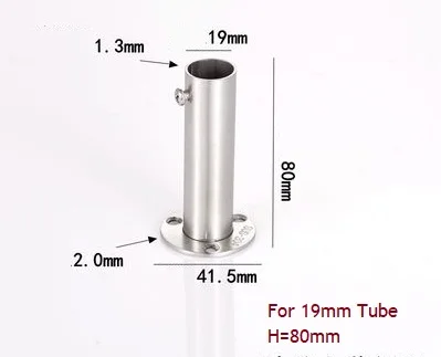 19mm H80mm 2 шт./лот 201 304 нержавеющая сталь 60 мм 80 мм высокий Фланец держатель кронштейн шкаф стержень стены пола 19 мм 22 мм 25 мм 32 мм трубки - Цвет: 19mm H80mm