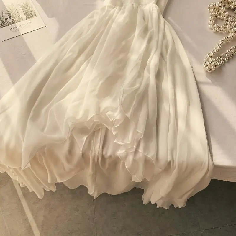 Женское шифоновое платье на бретелях-спагетти повседневное длинное