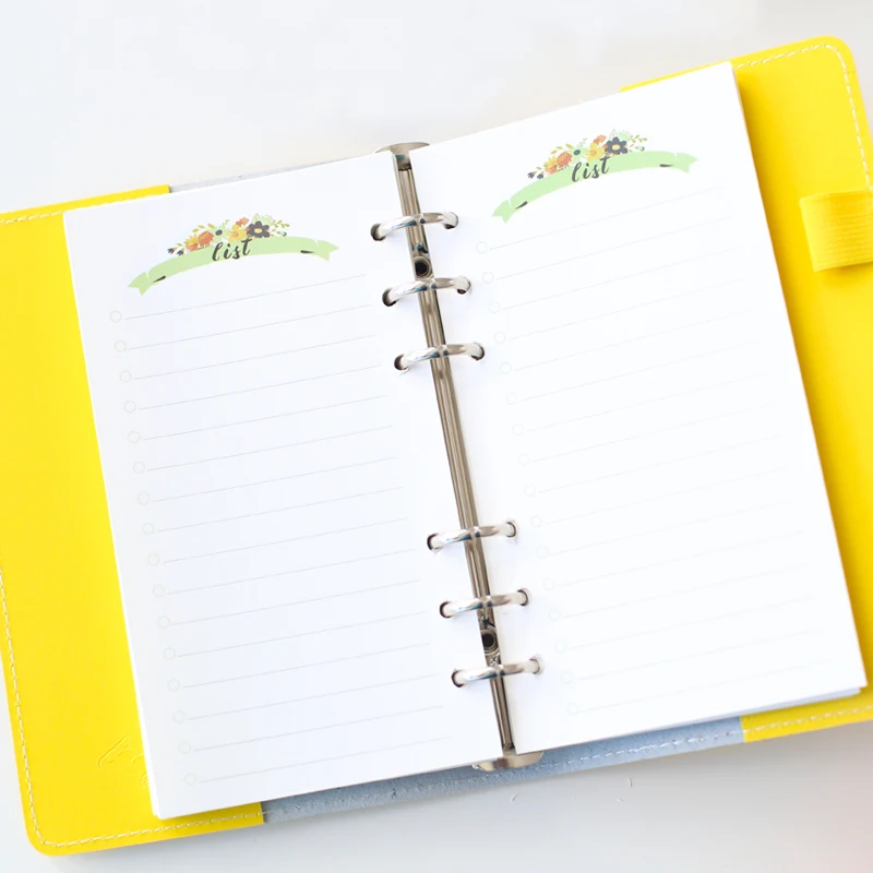 Вставки для персонального планировщика наполнители с цветочным принтом A6 бумаги