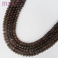 natural stone black 8mm smoke quartz beads round smooth black tea quartz citrine beads loose beads for making jewelry47 48 bead