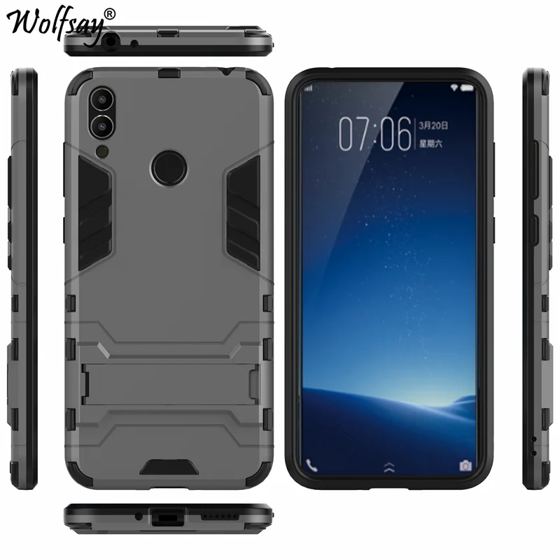 Чехол для Huawei Honor 8C противоударный Гибридный Жесткий подставка силиконовый