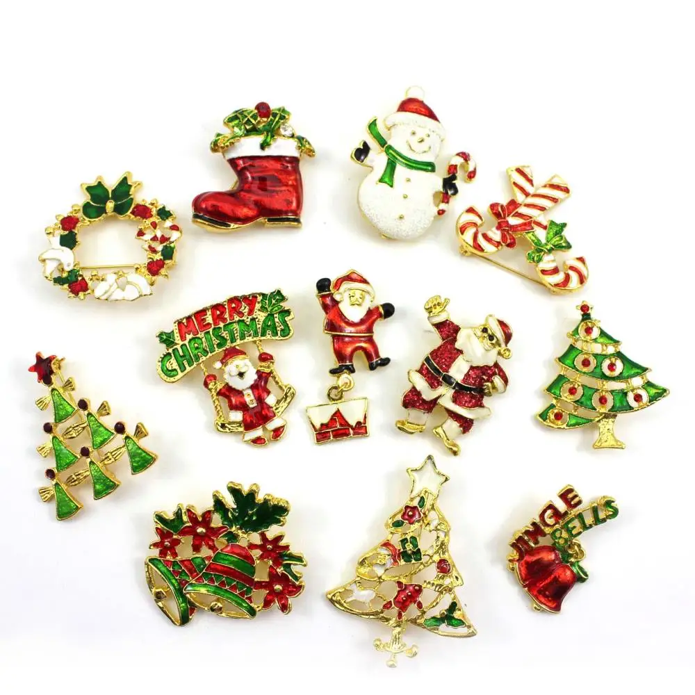 T-T Multi Style Showy Christmas Gift Decoration Retro Sweet Alloy Brooch Pin Gold-plated pin | Украшения и аксессуары