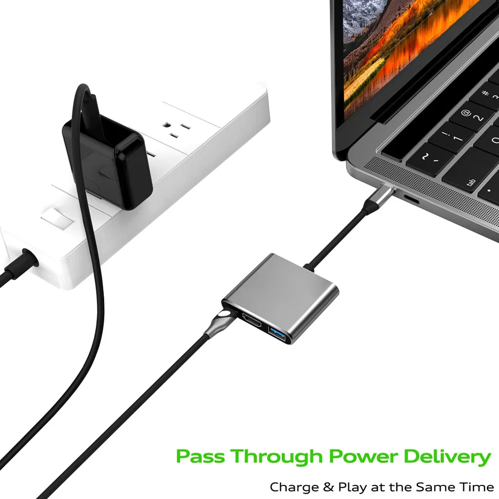 Выходной порт HDMI с поддержкой 4K Ultra HD USB 3.0 Type-C в серый USB-C 3 1 Кабель-адаптер для Apple 66