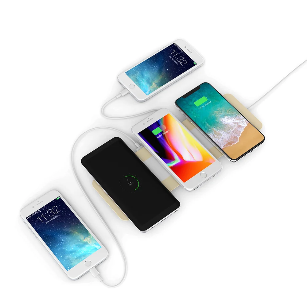 Тройное Быстрое беспроводное зарядное устройство для телефона с двумя выходами