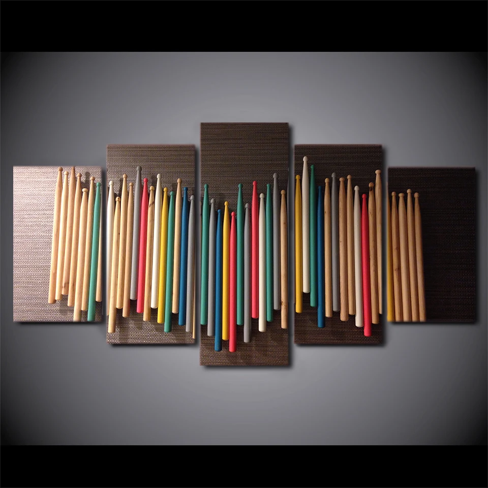 HD Printed 5 Piece Canvas Art Colorful Music Drum Sticks Painting Frame Wall Pictures for Living Room Free Shipping CU-1741B | Дом и сад