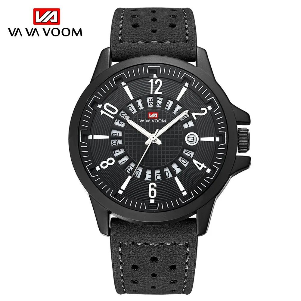 2021 Men Black Watches Sports Quartz Watch Best Sell Leather Strap Clock Fashion Waterproof Wrist Watches reloj deportivo hombre