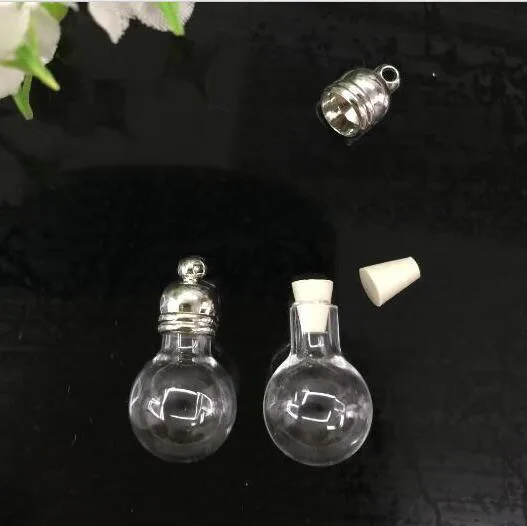 

300pieces 22*12mm ball shape glue cap glass vial pendant glass ball pendant mini wishing glass bottle handmade jewelry findings