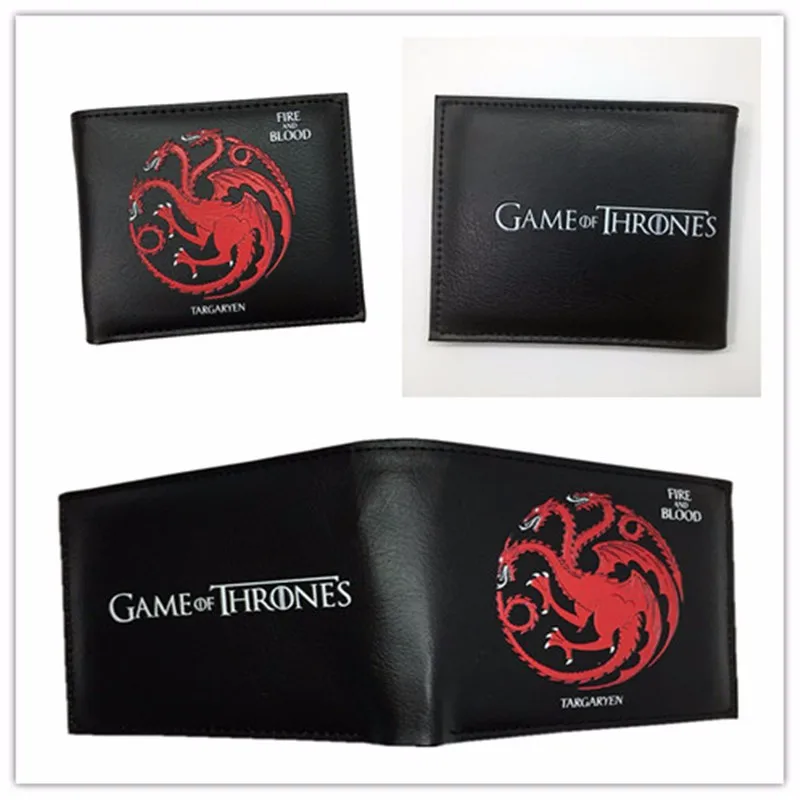 Кожаный бумажник Billetera Targaryen из фильма «Игра престолов», кошельки из крови и огненного дракона для мальчиков и девочек, сумочка для денег