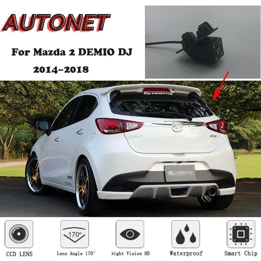 Камера заднего вида AUTONET HD с ночным видением для Mazda 2 DEMIO DJ 2014 ~ 2018/CCD/камера