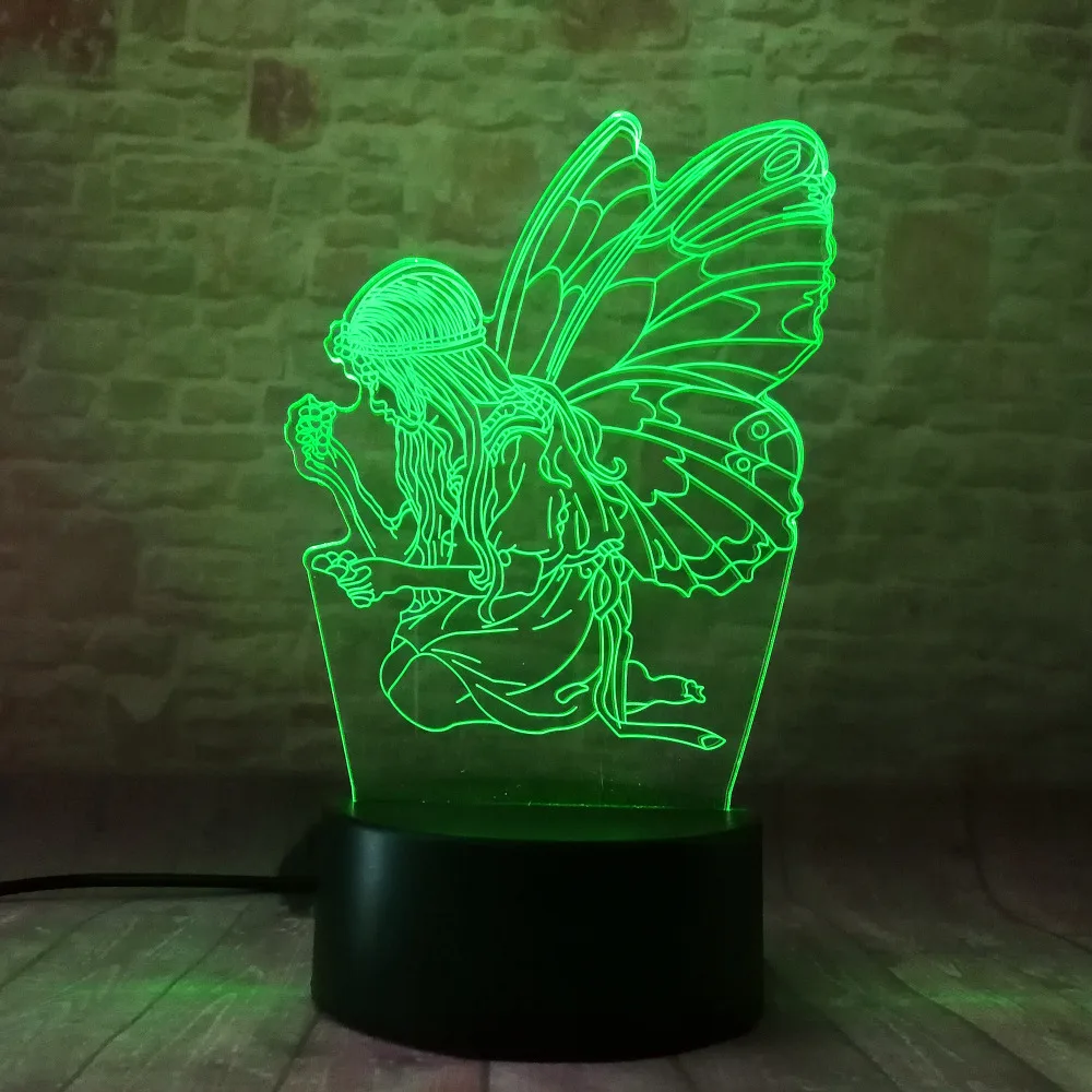 Декор для дома бабочка Сказочная девушка крыльев ночник 3D версия лампа меняющая