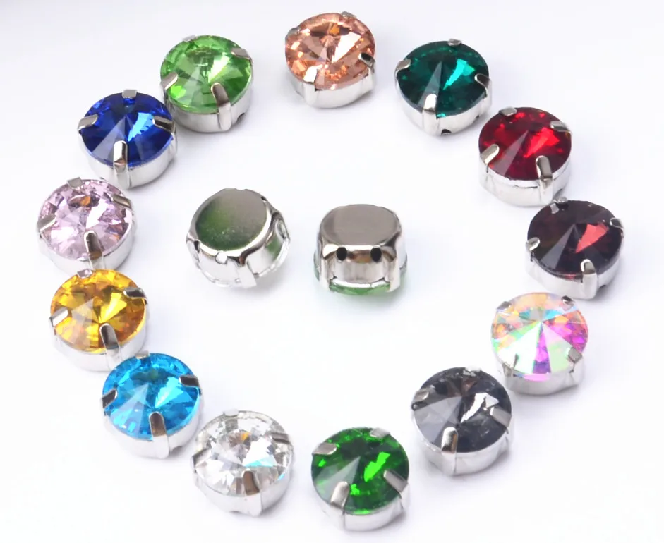 20pcs 10mm Crystal Round Glass drill Sew On beads With Claw Setting Silver Back Fancy Stone Metal Holes | Дом и сад