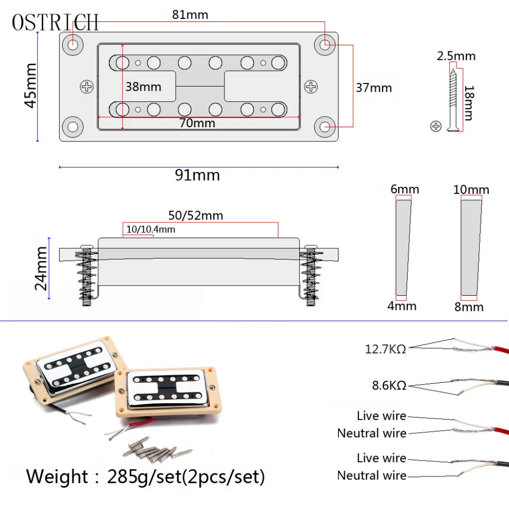 Хром Filtertron Стиль Гитарный звукосниматель хамбакер набор с кремом Монтажные