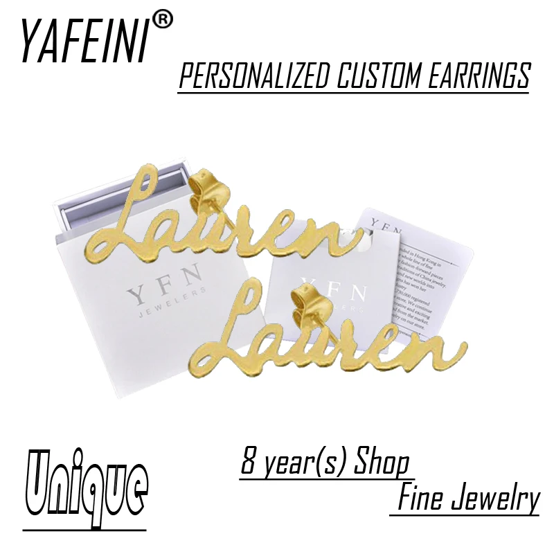 

Бренд YAFEINI, изысканные ювелирные изделия, уникальное имя, серьги-гвоздики из стерлингового серебра 925 пробы с подарочной коробкой