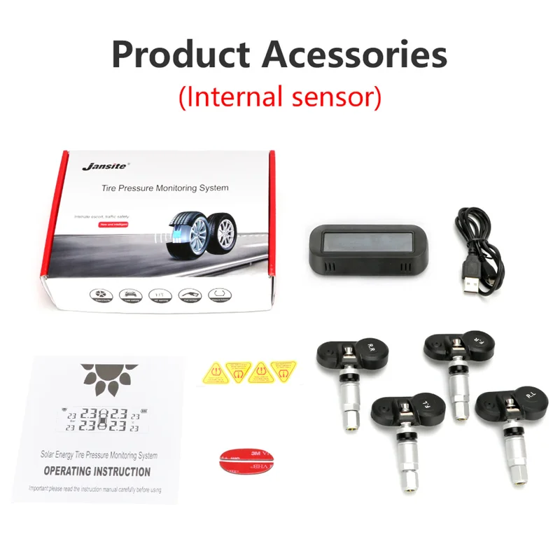 Jansite TPMS система контроля давления в автомобильных шинах, система контроля солнечного заряда, интеллектуальПредупреждение предупреждение о температуре с 4 датчиками