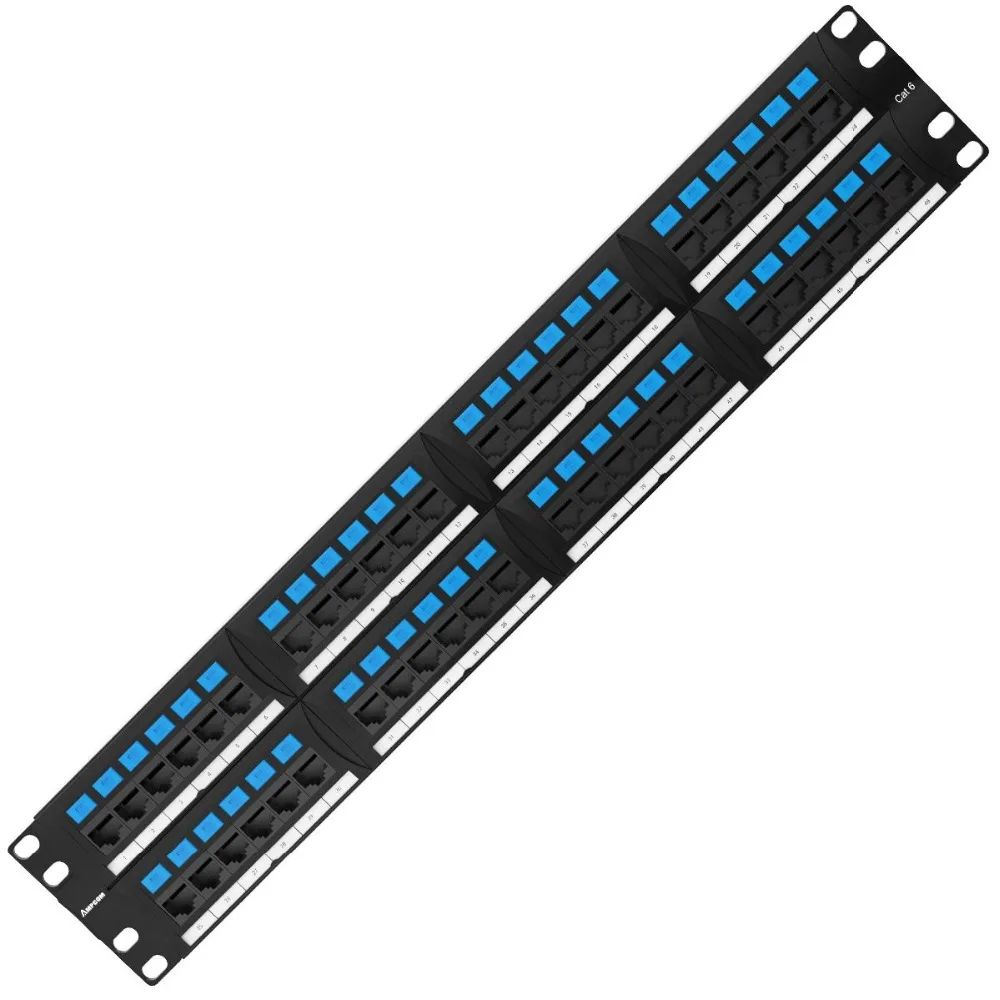 AMPCOM Supreme Series CAT 6 Патч-панель 50U позолоченная 2U 48-портовая Rackmount или Wallmount Punch Down Patch