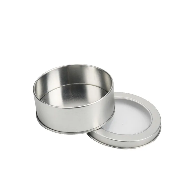 12PCS Tin Case Container Round Storage Box Metal Iron Jars Organizer For Candy Ornaments Clear Window Lid Packaging Dia 90mm | Дом и сад