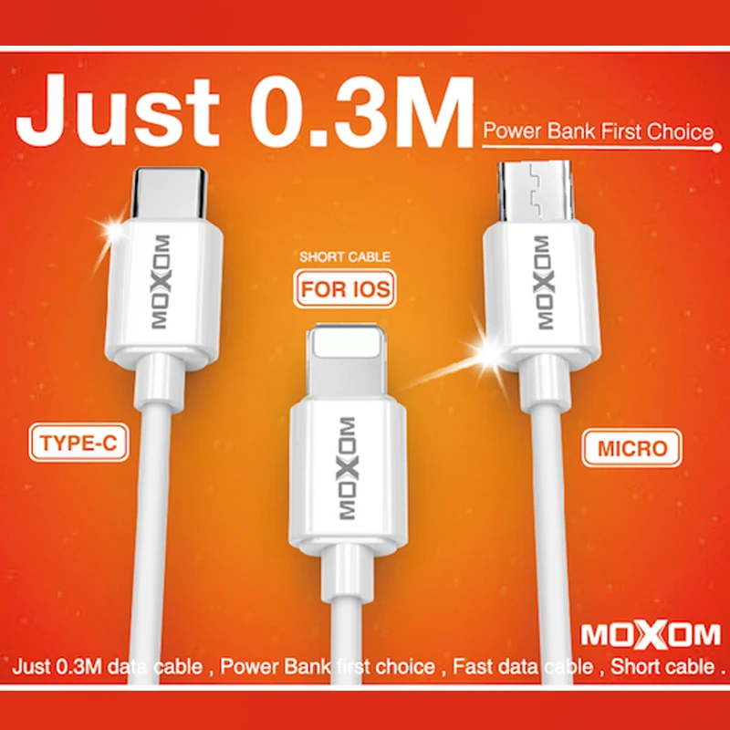 Кабель Micro USB MOXOM кабель Lighting для iPhone X 6 7 8 Plus Зарядные кабели Type C высокопрочный