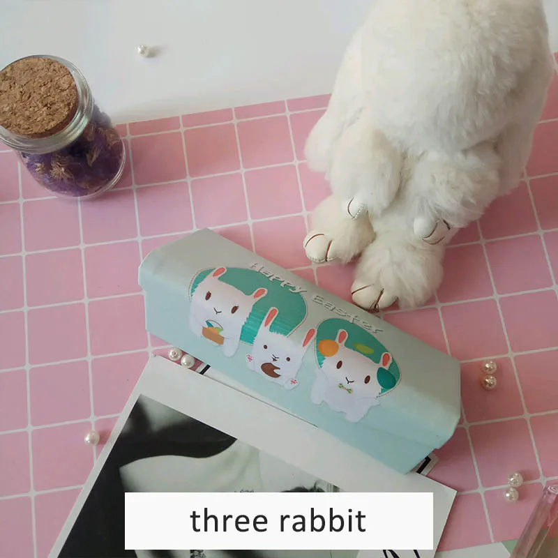 three rabbit Креативный складной портативный Чехол для очков с модным принтом фламинго, чехол для солнцезащитных очков, коробка для хранения очков ручной работы - Цвет: three rabbit