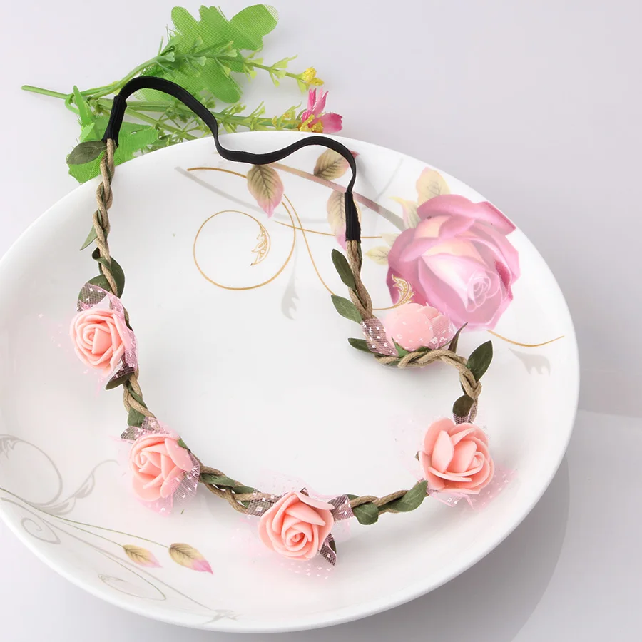 Женский Свадебный Цветочный венок ободок для волос с цветочной гирляндой