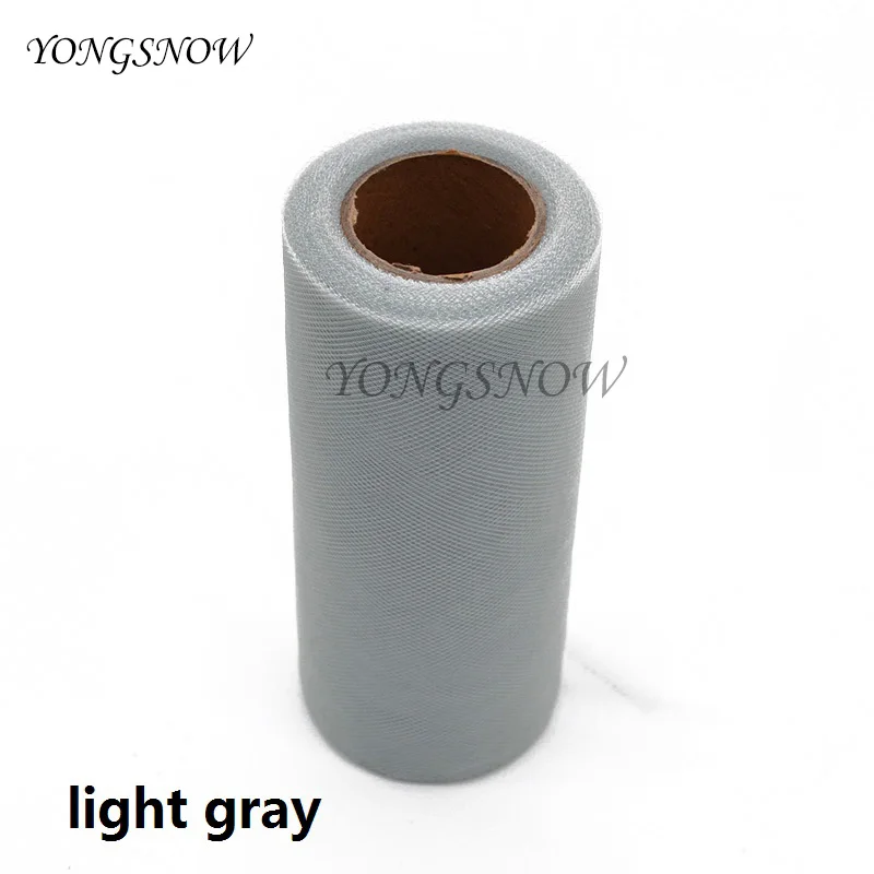 light gray 25 ярдов/партия, 6 дюймов, тканевый Тюль в рулонах для свадьбы, украшение «катушка», ремесло, для дня рождения, вечеринки, для детского душа, Свадебный декор, принадлежности - Цвет: light gray