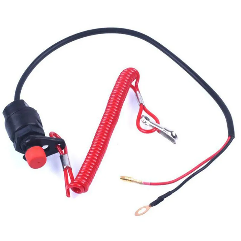 Universal Safety Tether Lanyard Push Button Boat Engine Motor Kill Stop Switch Motorcycle Switches Accessories | Автомобили и