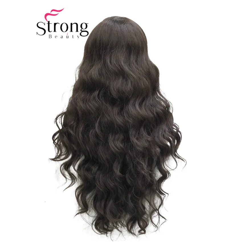 StrongBeauty парик из синтетического кружева спереди волнистый коричневый выделенный полный парик для женщин