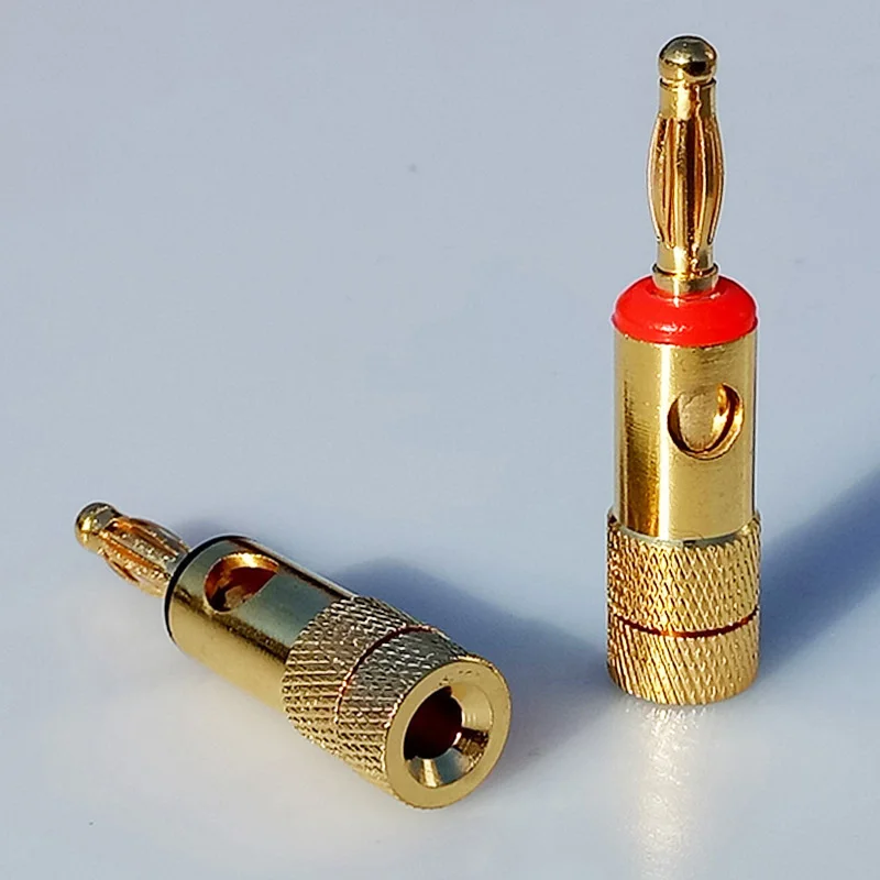 2pcs banana plug connector gold plated audio speaker red+black | Обустройство дома