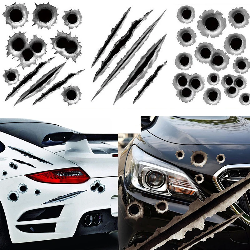 Автомобильные наклейки 3D моделирование пули отверстие царапины Стайлинг авто