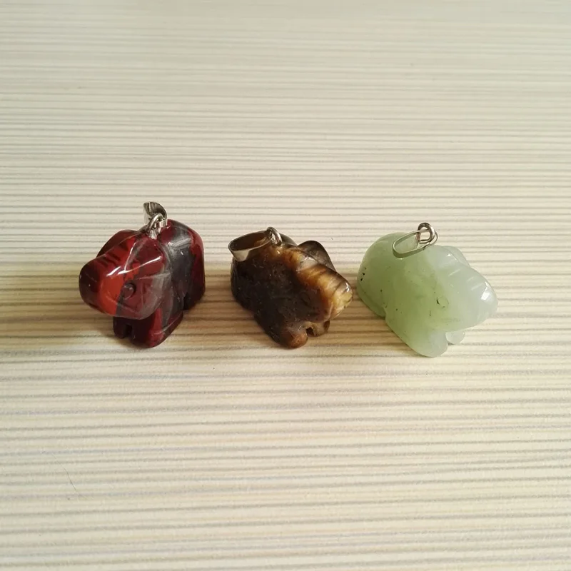 Модные подвески из натурального резного камня смешанные Подвески в виде слона