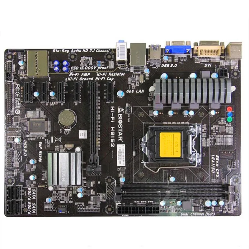 6GPU 6PCIE для настольного ПК BIOSTAR HIFI H81S2 Hi-Fi материнская плата H81 LGA 1150 i7 i5 i3 DDR3 SATA2 USB2.0 ATX