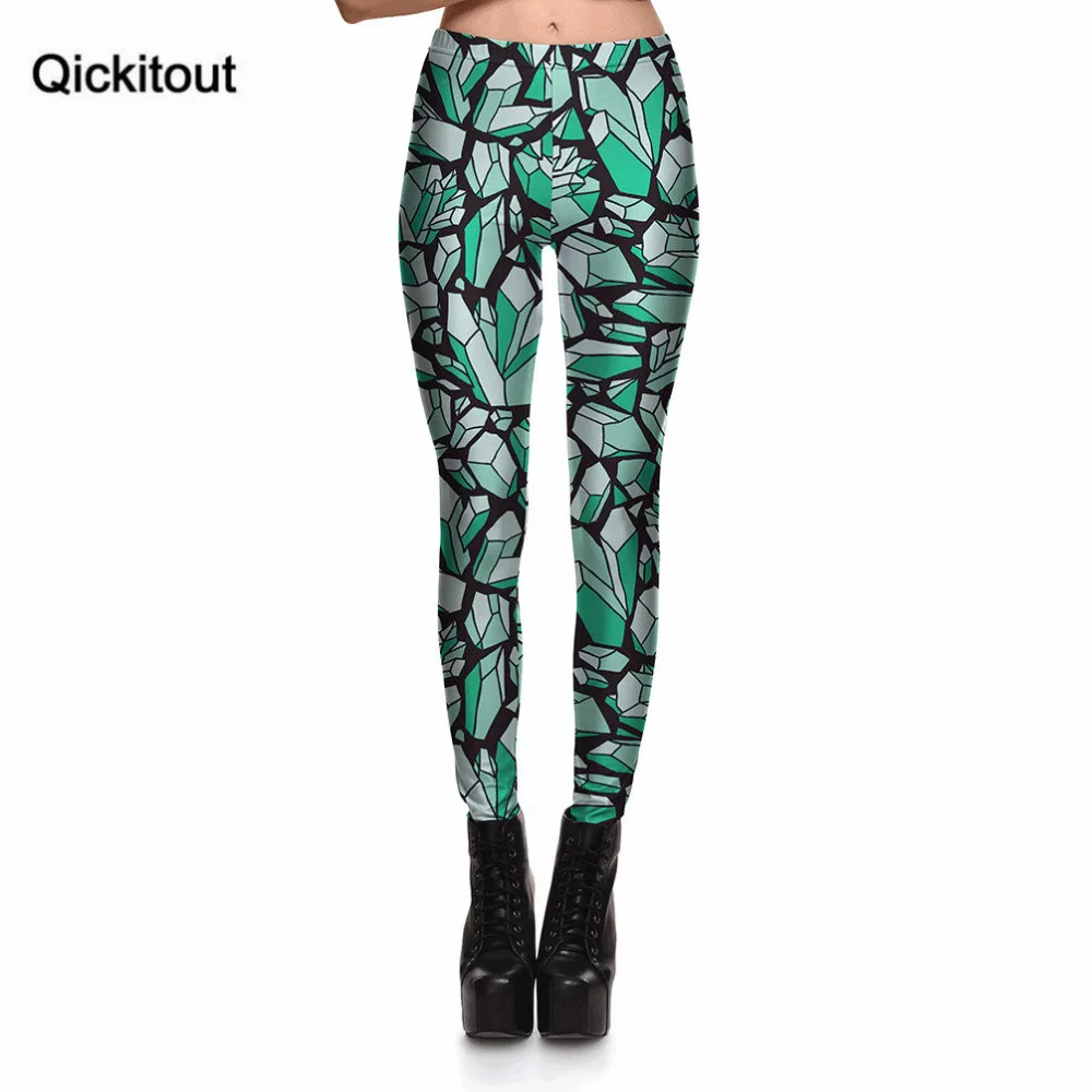 Qickitout леггинсы Горячая распродажа Женские Необычные Icicles Кристалл Зеленый