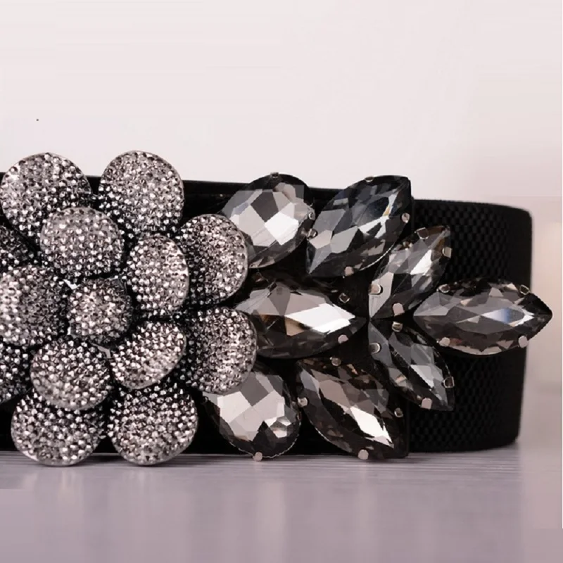 Элегантный широкий эластичный корсет пояс женский ювелирный Стразы ремни в