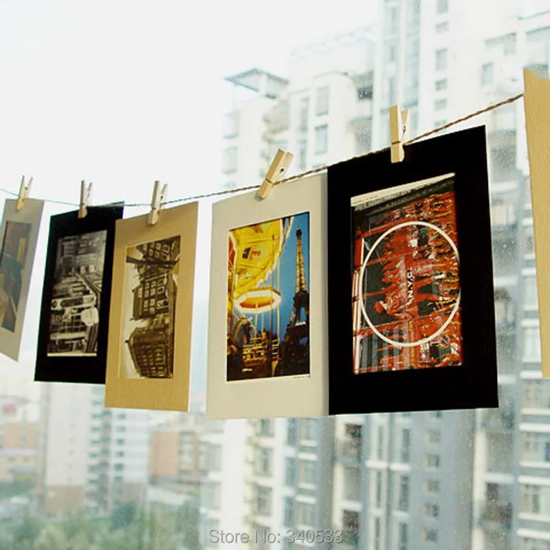 10 шт DIY крафт-бумага фоторамка 3-7 дюймов подвесная настенная рамка для фотографий и картин крафт-бумага с зажимами и веревкой для семейной памяти