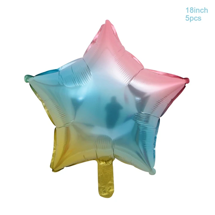 5pcs star balloons LAPHIL радужные шары-цифры на день рождения, фольгированные шары для мальчиков и девочек, 1 день рождения, украшения для вечеринки, Детские принадлежности для душа - Цвет: 5pcs star balloons