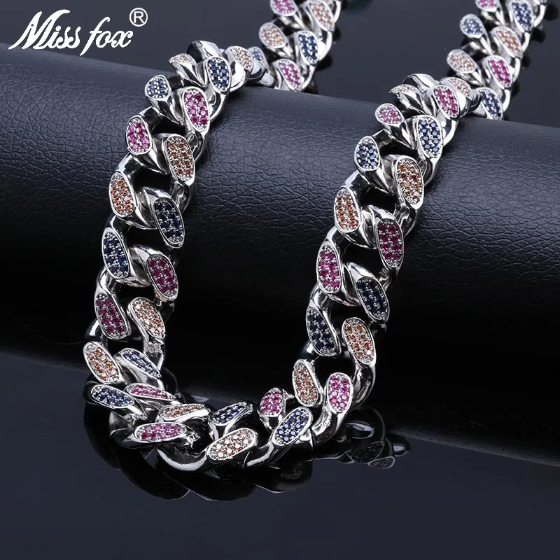 MISSFOX мужское ожерелье в стиле хип хоп 18 мм золотое с кристаллами Iced Out блестящее