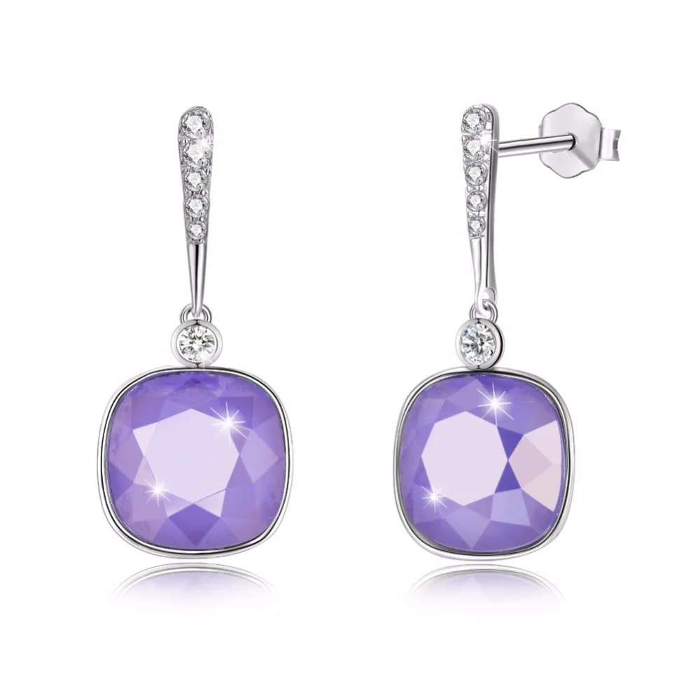 LEKANI роскошные изысканные кристаллы от Swarovski 925 пробы серебряные серьги для женщин Подарки на день Святого Валентина