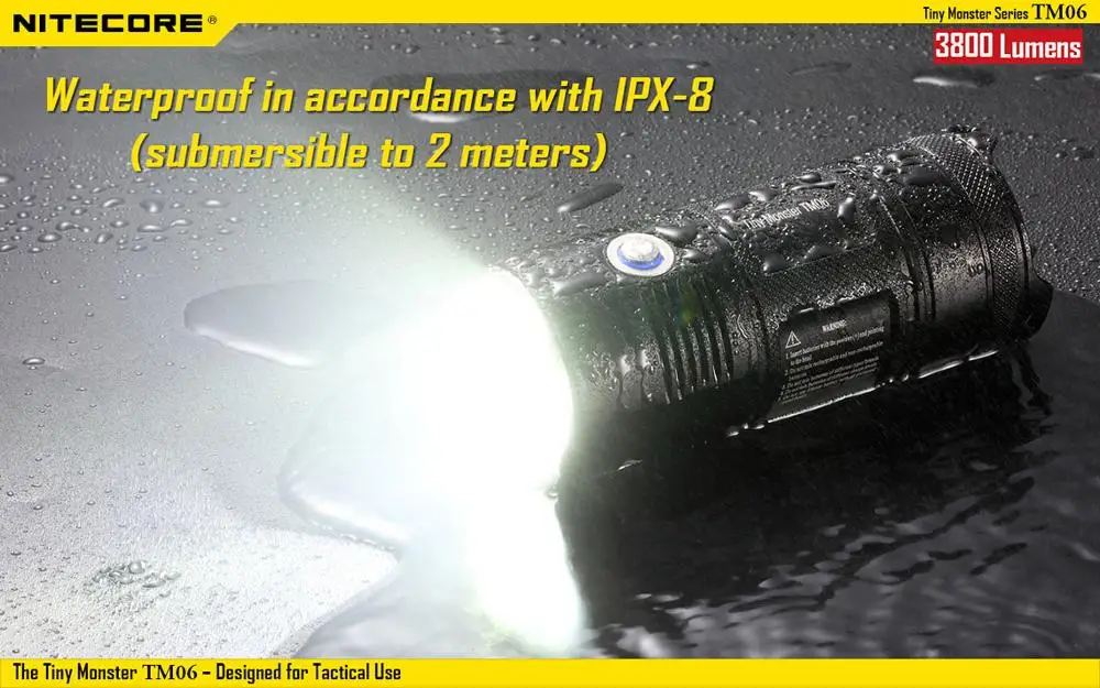 Nitecore TM06 легкий фонарик 4* Cree Xml2 U2 Led 3800 люменов расстояние 334 м мощный фонарь с бликом 4*18650 литий-ионный аккумулятор