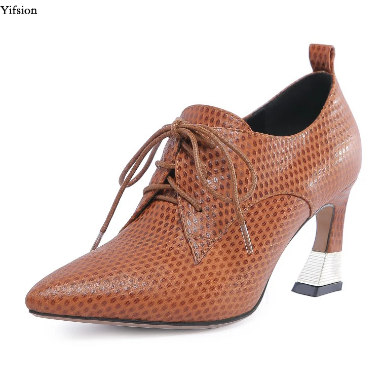 

Женские стильные кожаные туфли Olomm, туфли-лодочки на высоком каблуке странного стиля, вечерние туфли с острым носком, черные, коричневые, бол...