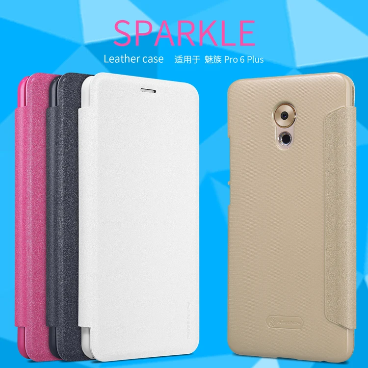 Чехол-книжка NILLKIN Sparkle Series для MEIZU Pro 6 Plus пластиковый чехол из искусственной кожи