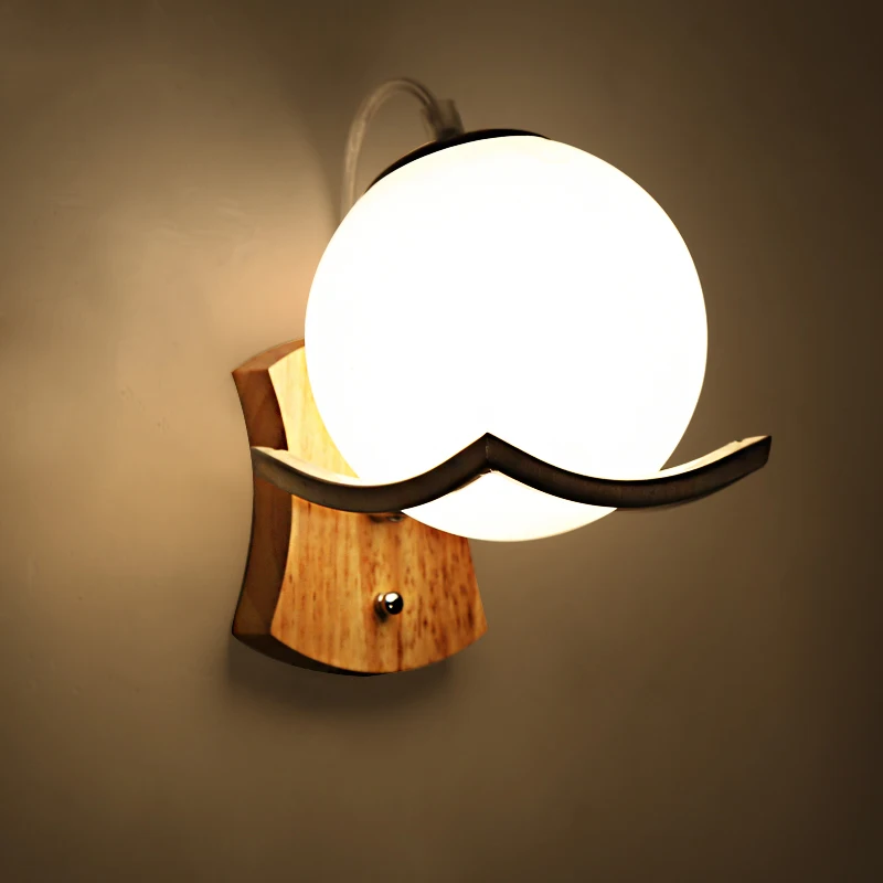 Скандинавская Современная китайская деревянная настенная лампа настенный