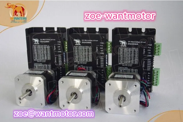 Good kit!Wantai 3 Axis Nema 17 Stepper Motor 42BYGHW208 37oz-in+Driver DQ420MA 1.7A 36V 128Micro CNC Plasma Engraving Grind |