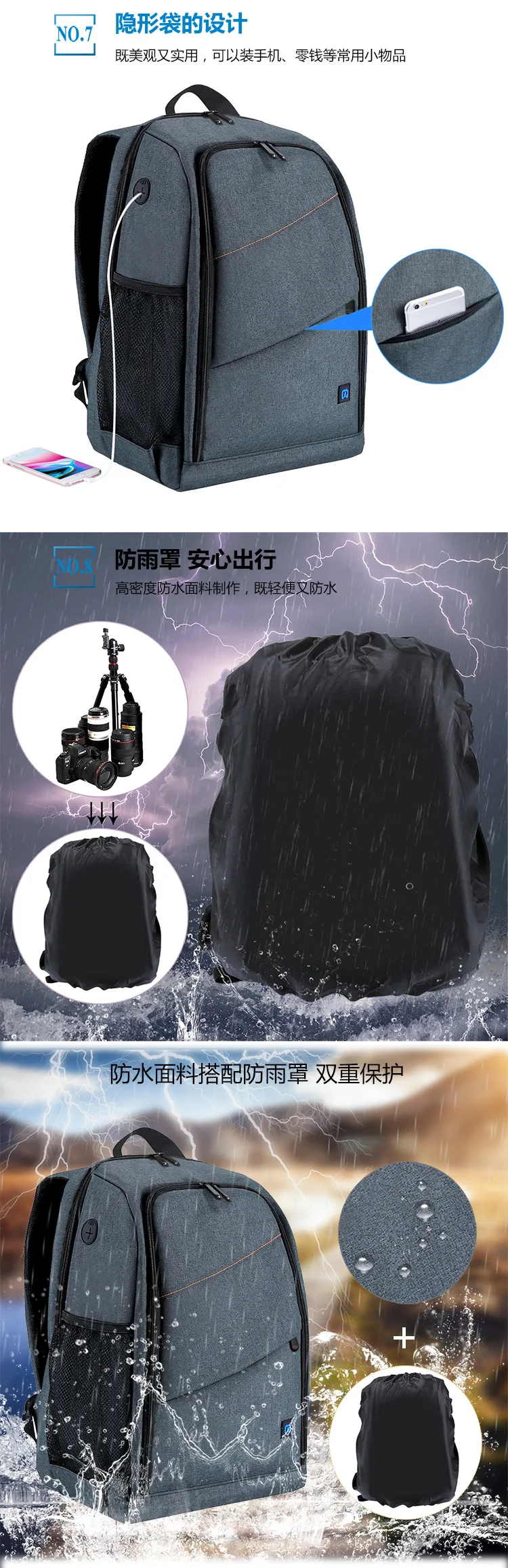 PULUZ 5011# Открытый Портативный водонепроницаемый устойчивый к царапинам двойной плечи рюкзак сумка для фотоаппарата